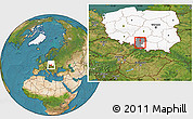 Satellite Location Map of Siemianowice Slaskie, highlighted country, highlighted parent region