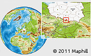 Physical Location Map of Zywiec, highlighted country