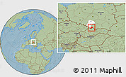 Savanna Style Location Map of Zywiec, highlighted parent region, hill shading