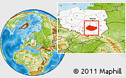 Physical Location Map of Swietokrzyskie, highlighted country