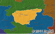 Political 3D Map of Chodziez, darken