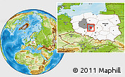 Physical Location Map of Kalisz I, highlighted country, highlighted parent region