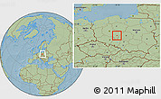 Savanna Style Location Map of Kalisz, hill shading