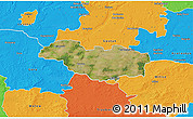 Satellite 3D Map of Rawicz, political outside