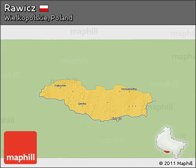 Savanna Style 3D Map of Rawicz, single color outside