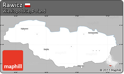 Gray Simple Map of Rawicz, single color outside
