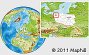 Physical Location Map of Gryfice, highlighted country, within the entire country