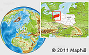 Physical Location Map of Zachodnio-Pomorskie, highlighted country, within the entire country