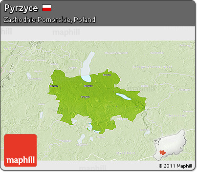 Physical 3D Map of Pyrzyce, lighten