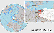 Gray Location Map of Pyrzyce, highlighted country, highlighted parent region