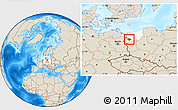 Shaded Relief Location Map of Pyrzyce, highlighted parent region
