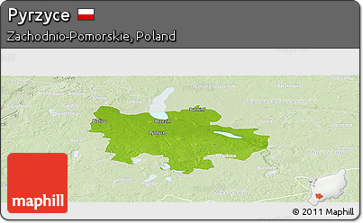 Physical Panoramic Map of Pyrzyce, lighten