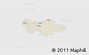 Shaded Relief Panoramic Map of Pyrzyce, single color outside