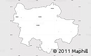 Silver Style Simple Map of Pyrzyce, cropped outside