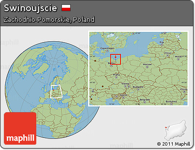 Savanna Style Location Map of Swinoujscie, within the entire country