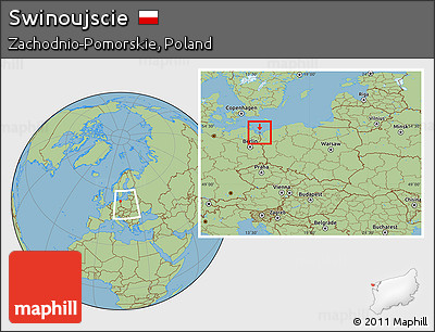 Savanna Style Location Map of Swinoujscie, within the entire country