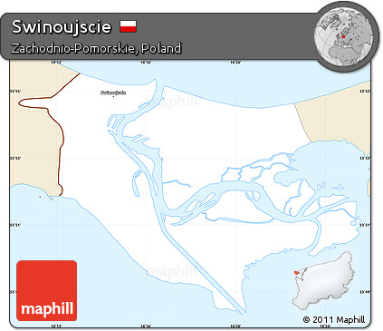 Classic Style Simple Map of Swinoujscie