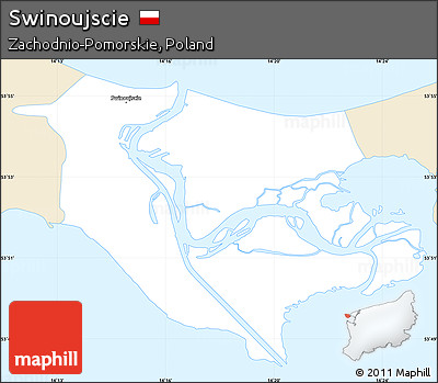 Classic Style Simple Map of Swinoujscie, single color outside