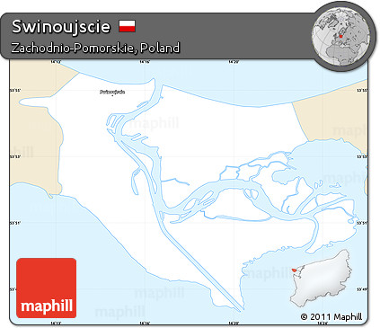 Classic Style Simple Map of Swinoujscie, single color outside