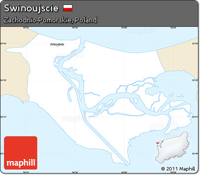 Classic Style Simple Map of Swinoujscie, single color outside