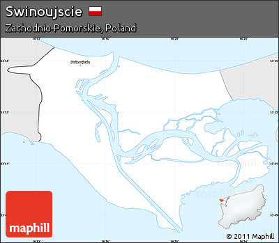 Silver Style Simple Map of Swinoujscie