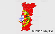 Flag 3D Map of Portugal, flag centered