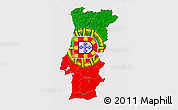 Flag 3D Map of Portugal, flag aligned to the middle