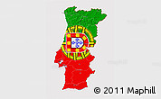 Flag 3D Map of Portugal, flag rotated