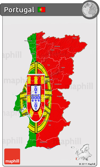 Flag 3D Map of Portugal