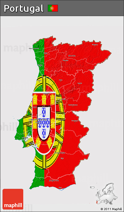 Flag 3D Map of Portugal