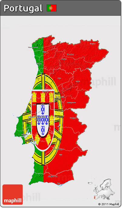 Flag 3D Map of Portugal