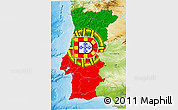 Flag 3D Map of Portugal, physical outside, bathymetry sea, flag rotated