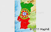 Flag 3D Map of Portugal, physical outside, flag rotated