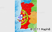 Flag 3D Map of Portugal, political outside, flag centered