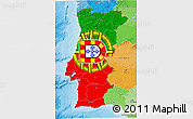 Flag 3D Map of Portugal, political outside, flag rotated