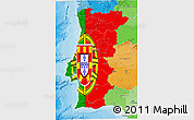 Flag 3D Map of Portugal, political outside