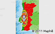 Flag 3D Map of Portugal, political shades outside