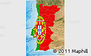 Flag 3D Map of Portugal, satellite outside, bathymetry sea