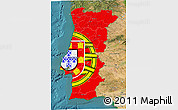Flag 3D Map of Portugal, satellite outside, flag centered