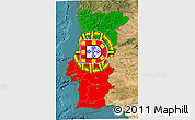 Flag 3D Map of Portugal, satellite outside, flag rotated