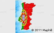 Flag 3D Map of Portugal, single color outside, bathymetry sea