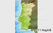 Physical 3D Map of Portugal, darken, land only