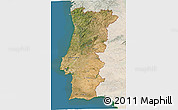 Satellite 3D Map of Portugal, lighten, land only