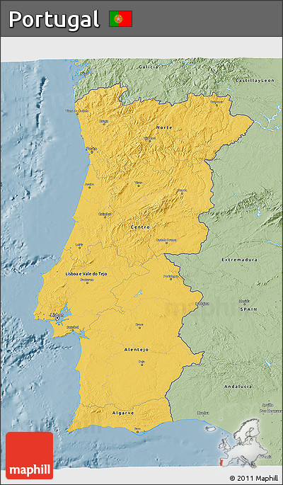 Savanna Style 3D Map of Portugal