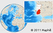 Shaded Relief Location Map of Alentejo, highlighted country