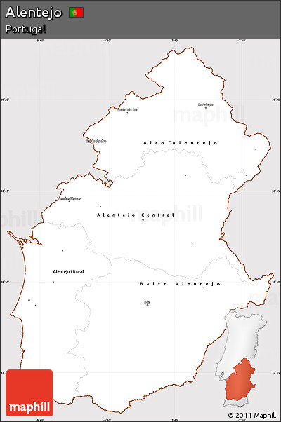 Classic Style Simple Map of Alentejo, cropped outside