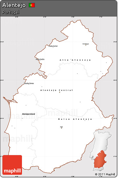 Classic Style Simple Map of Alentejo, cropped outside
