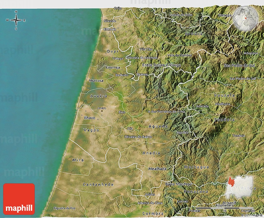 Satellite 3D Map of Baixo Vouga