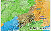 Satellite 3D Map of Serra da Estrela, political shades outside