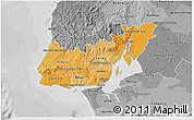 Political Shades 3D Map of Grande Lisboa, desaturated